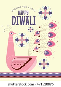 peacock deepavali / diwali greeting template vector/illustration