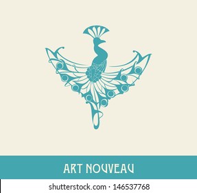 Peacock. Design element in art nouveau style