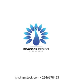 peacock design illustration logo elegant template