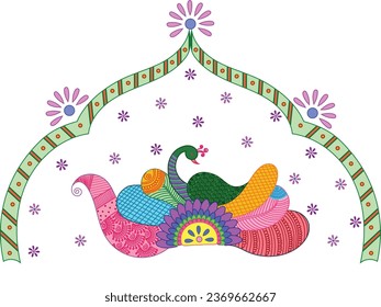 Peacock  design Rangoli vector indian tradional