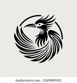 The peacock design with a round black and white line art theme is easy to remember, suitable for your brand logo