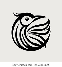 The peacock design with a round black and white line art theme is easy to remember, suitable for your brand logo