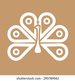 Emblema de pavo real sobre fondo marrón