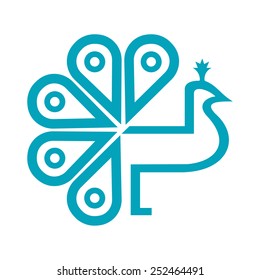 Emblema de pavo real sobre fondo blanco