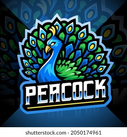 Peacock esport mascot logo design