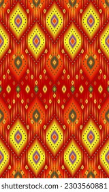 Peacock feather Abstract ethnic oriental ikat seamless pattern traditional in tribal.For background,carpet,Batik,cover,textile,wallpaper,clothing,wrapping,fabric,Vector illustration.embroidery style.