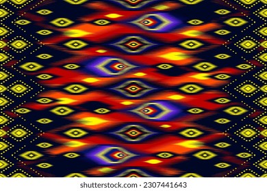 Peacock feather Abstract ethnic oriental ikat seamless pattern traditional in tribal.For background,carpet,Batik,cover,textile,wallpaper,clothing,wrapping,fabric,Vector illustration.embroidery style.