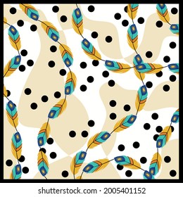 Peacock feather abstract pattern. Vector illustration.
