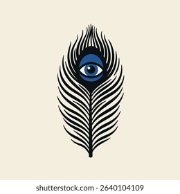 Peacock feather evil eye mystic design art.