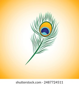 Peacock feather. Exotic tropical bird
colourful tail. Isolated. White background.
 Flat design. Vector illustration. Exotic
 tropical bird colourful tail. peacock plume.