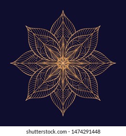 Peacock feather floral royal pattern mandala vector element. Ethnic mandala luxury motif. Vintage flower design for Christmas ornament, New Year holiday invitation, beauty spa salon, wedding party.