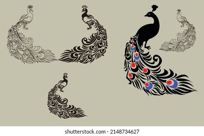 Ilustraciones del material del vector de forma del corazón de la pluma de pavo real