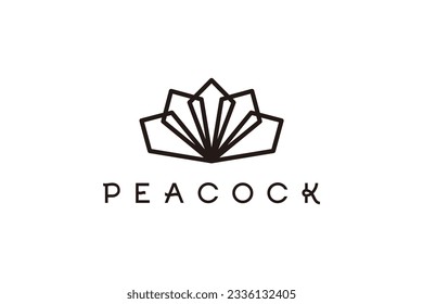 Peacock feather logo design line style beauty fashion icon symbol 