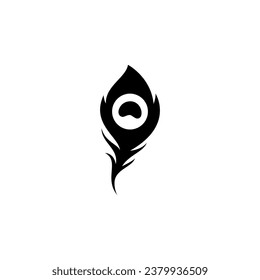 Peacock feather logo with flat design style