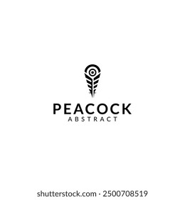 Peacock feather logo in flat vector design style