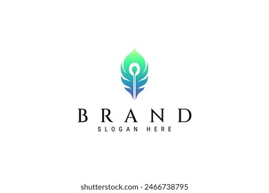 Peacock Feather Logo Icon Design Vorlage Flache Vektorillustration