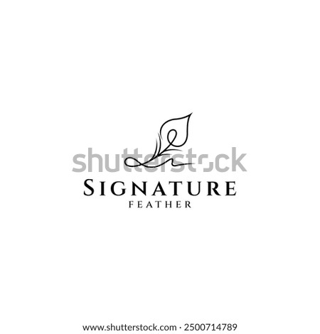 Peacock feather logo with signature style in flat vector design style