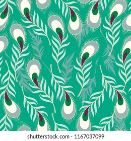 Peacock Feather Pattern.Seamless Pattern Background.