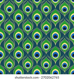 Peacock Feather Seamless Abstract Pattern Background
