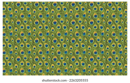 Peacock feather. Seamless pattern birds plumage. Vector illustration.