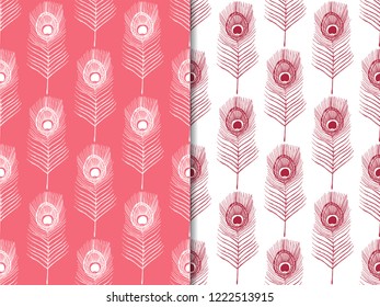 peacock feather seamless pattern hand drawn sketch