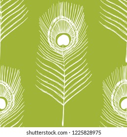 peacock feather seamless pattern hand drawn sketch