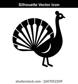 peacock feather silhouette icon vector illustration	
