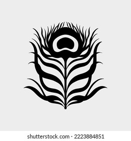Peacock feather single vintage style set. Art deco, nouveau 1920-1930 design. Vector illustration