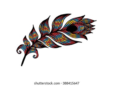 Peacock feather with sketchy style