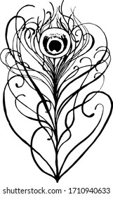 plumas de pavo real en vector. bolígrafo gráfico.