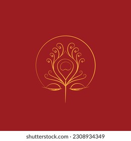 peacock feather vector logo design for krishna janmashtami