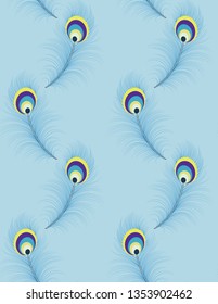 peacock feather vector on blue background