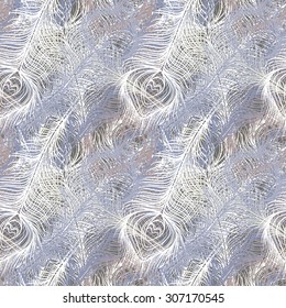 Peacock feathers colorful seamless pattern. Repeating abstract chaotic background texture. Cloth design, fabric swatch, wallpaper