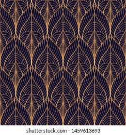 Peacock feathers floral royal pattern seamless. Gold black luxury background vector. Holiday design for christmas wrapping paper, beauty spa, new year wallpaper, birthday gift, wedding party.