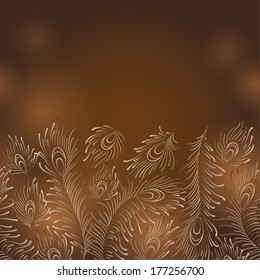 Peacock Feathers - Horizontal Seamless. EPS 10. Mask was used. You can use elements separately. 