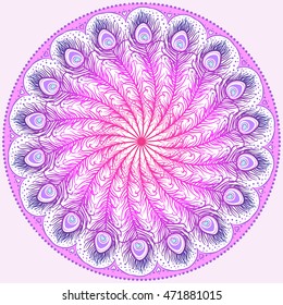 Download 「Peacock Feathers Mandala Beautiful Vintage Round」によく似た画像 ...
