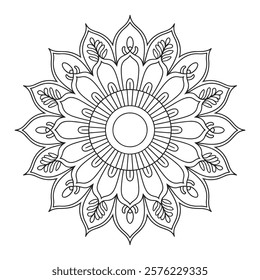 Peacock Feathers Mandala vector. Peacock Feathers Mandala line art
