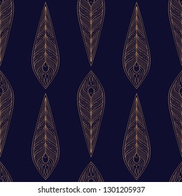 Peacock feathers royal pattern seamless. Luxury background vector. Filigree design for wallpaper, birthday gift wrapping paper, beauty spa salon, indian wedding party, holiday christmas card.