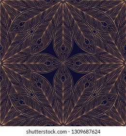 Patrón real de plumas de pavo real sin costuras. Vector de fondo de lujo. Diseño oriental para el Fondo de pantalla, regalo de cumpleaños que envuelve el papel, salón del balneario de la belleza, banquete de boda indio, tarjeta de la Navidad del día de fiesta.