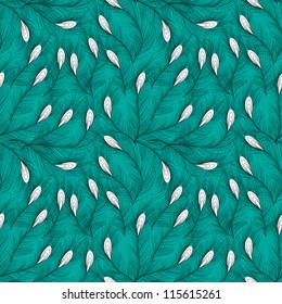 Peacock Feathers seamless pattern, EPS10 Vector background