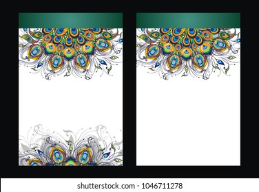 Peacock feathers, vector design of cover