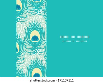 Peacock feathers vector frame horizontal seamless pattern background