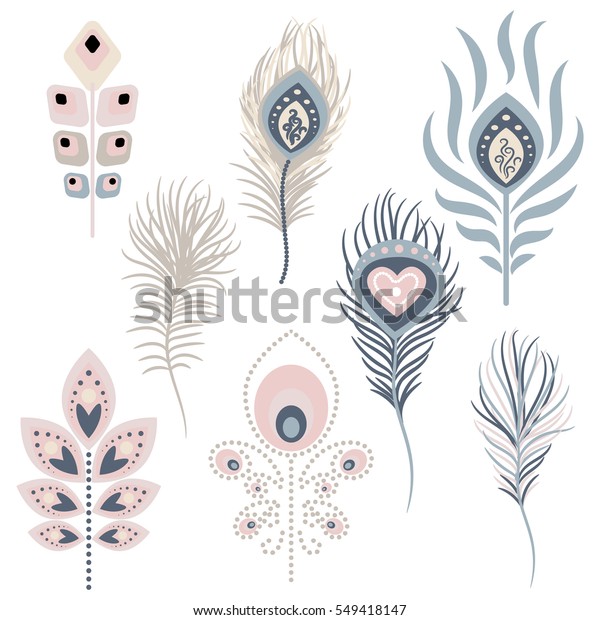 Peacock Feathers Vector Illustration Clipart Pale Stock Vector (Royalty ...