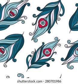 Peacock feathers vector pattern. Seamless pattern can be used for wallpaper, textures