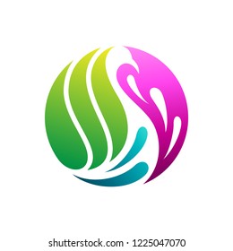 peacock flat logo design in circle shape