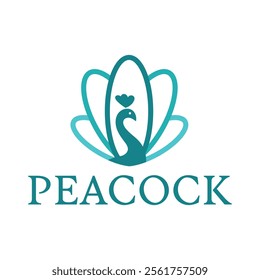 peacock flat minimalist logo design
