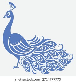 Pavo real en estilo plano. Ilustración vectorial