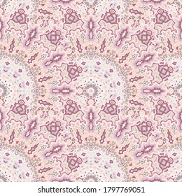Peacock floral seamless pattern. Arabic folk vector graphic design. Complex vintage fractal geometric seamless ornament. Wrapping paper print.
