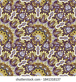 Patrón sin costuras floral de pavo real. Composición del vector étnico árabe. Ornate la flor de medallón tradicional, adorno sin fisuras. Impresión veraniega de la ropa de baño.