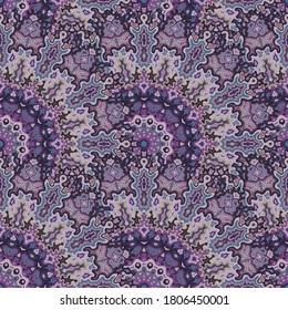 Peacock floral seamless pattern. Turkish ethnic vector graphic design. Ornate arabesque fractal geometric seamless ornament. Scarf fashion print.